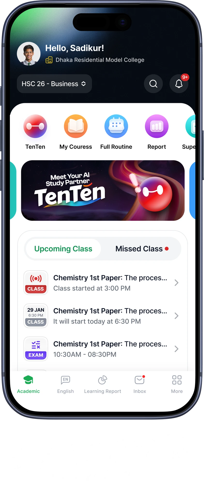 TenTen in-app study interface