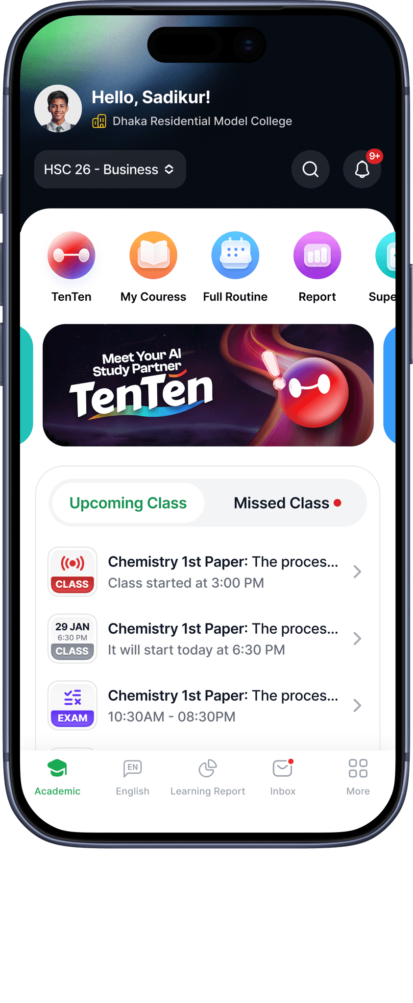 TenTen entry point inside the 10 Minute School app home screen